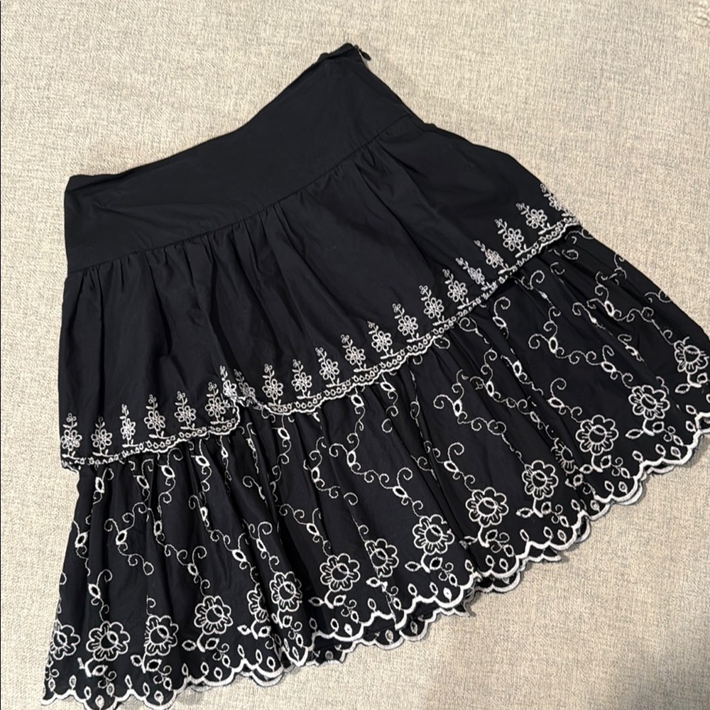 Black and White Embellished Bubble Mini Skirt
